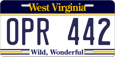WV license plate OPR442