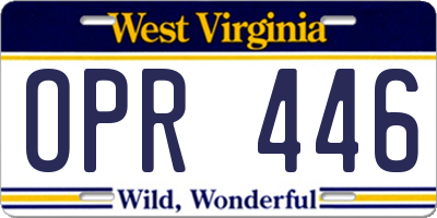 WV license plate OPR446