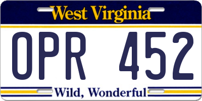 WV license plate OPR452