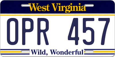 WV license plate OPR457