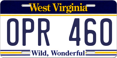 WV license plate OPR460
