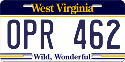 WV license plate OPR462