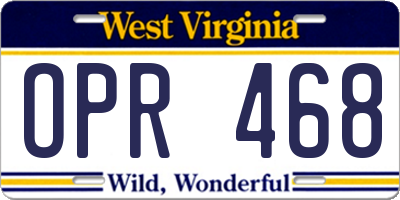 WV license plate OPR468