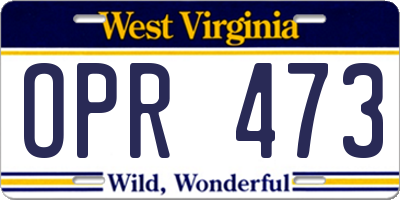 WV license plate OPR473