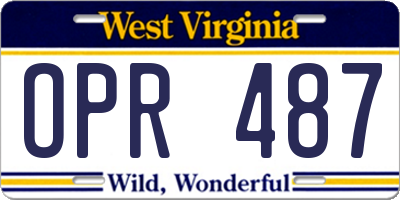 WV license plate OPR487