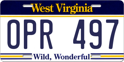 WV license plate OPR497