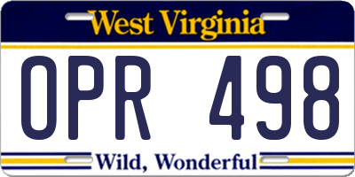 WV license plate OPR498