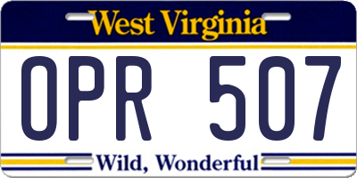 WV license plate OPR507