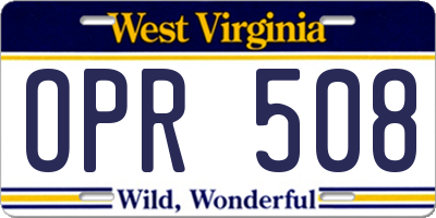 WV license plate OPR508