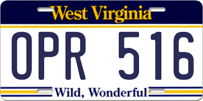 WV license plate OPR516