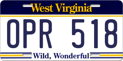 WV license plate OPR518