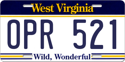 WV license plate OPR521
