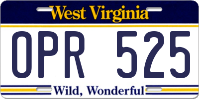 WV license plate OPR525