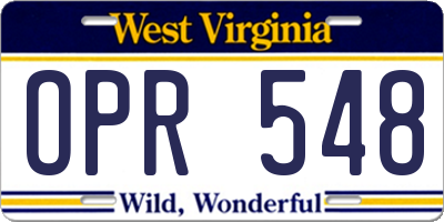 WV license plate OPR548