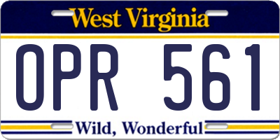 WV license plate OPR561