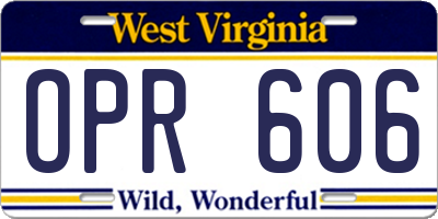 WV license plate OPR606