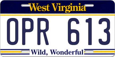 WV license plate OPR613