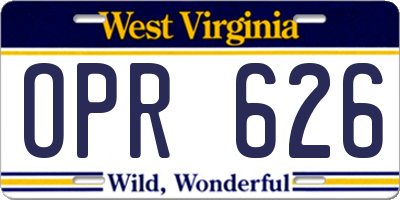 WV license plate OPR626