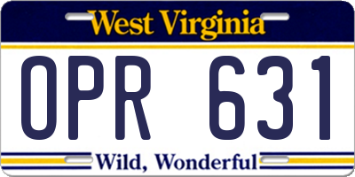 WV license plate OPR631