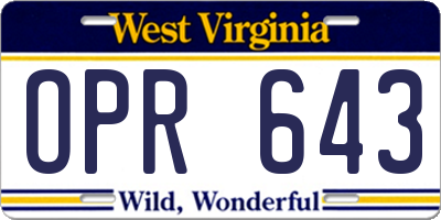 WV license plate OPR643