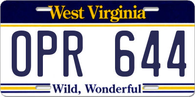 WV license plate OPR644