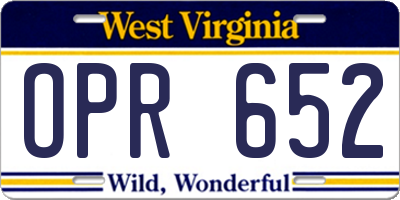 WV license plate OPR652