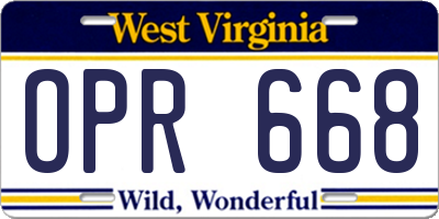 WV license plate OPR668