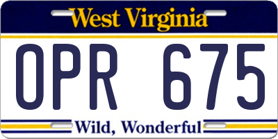 WV license plate OPR675