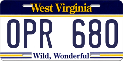 WV license plate OPR680