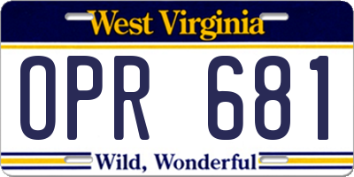 WV license plate OPR681