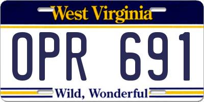 WV license plate OPR691