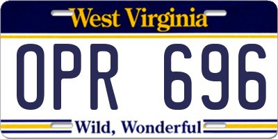 WV license plate OPR696