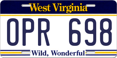 WV license plate OPR698