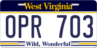 WV license plate OPR703