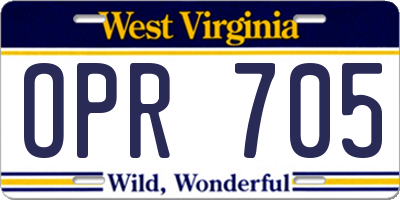 WV license plate OPR705