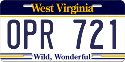 WV license plate OPR721