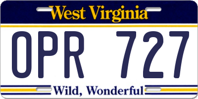 WV license plate OPR727