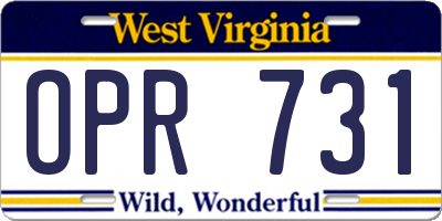 WV license plate OPR731