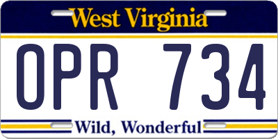 WV license plate OPR734
