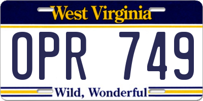 WV license plate OPR749