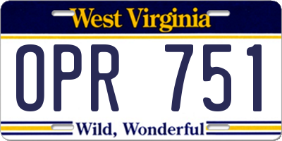 WV license plate OPR751