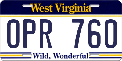WV license plate OPR760
