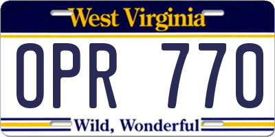 WV license plate OPR770