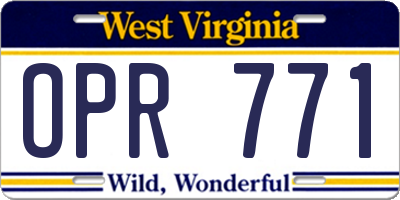 WV license plate OPR771