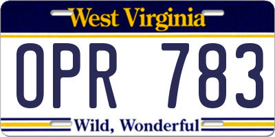 WV license plate OPR783
