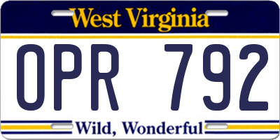 WV license plate OPR792