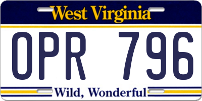 WV license plate OPR796