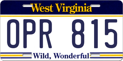 WV license plate OPR815