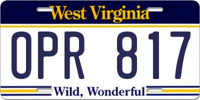 WV license plate OPR817