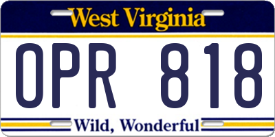 WV license plate OPR818